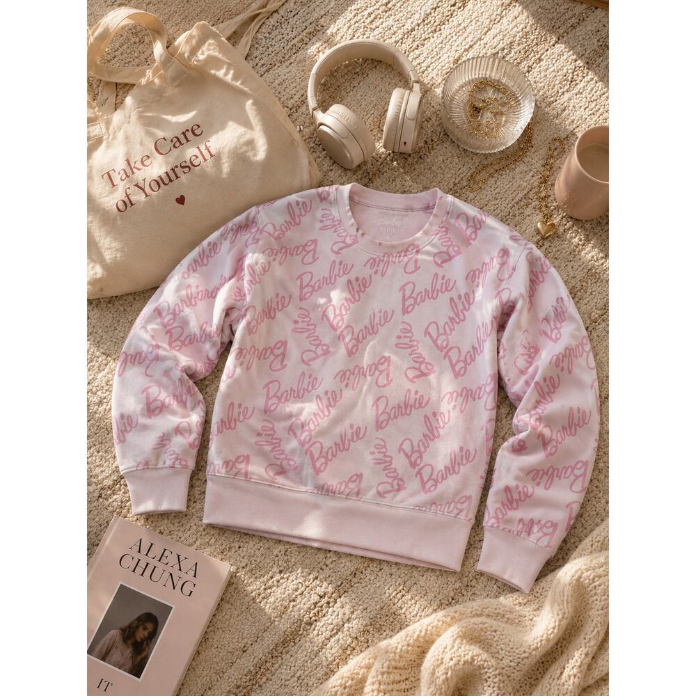 Barbiecore Pink Barbie Sweatshirt Medium Cozy Y2K Soft Girl